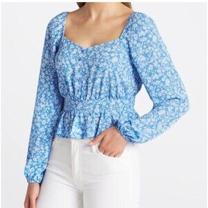 Lush women’s Kaka Cropped Peplum Blouse Peasant Modest Casual Festival Sz Xl